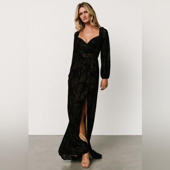NWT Baltic Born Long Sleeve Black Velvet Maxi Dress - Picture 2 of 9